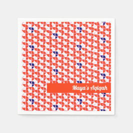 SHRIMPLY Orange White Mönster, Aqiqah Baby Shower Pappersservett