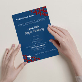 SHRIMPLY Retro Blue Red, Aqiqah Baby Shower Inbjudningar