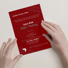 SHRIMPLY Retro Red White, Aqiqah Baby Shower Inbjudningar