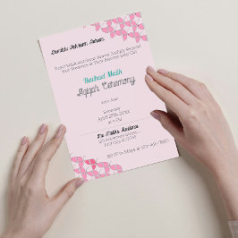 SHRIMPLY Rosa Teal, Flicka Aqiqah Baby Shower Inbjudningar