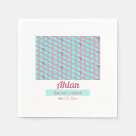 SHRIMPLY Teal Rosa Mönster, Aqiqah Baby Shower Pappersservett