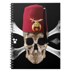 Shriner Masonic skalle och ben med Fez Anteckningsbok Med Spiral