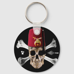 Shriner Masonic skalle och ben med Fez Nyckelring
