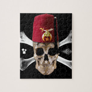 Shriner Masonic skalle och ben med Fez Pussel