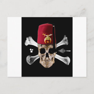 Shriner Masonic Skull och Bones with Fez Vykort