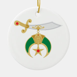 Shriner svärd julgransprydnad keramik
