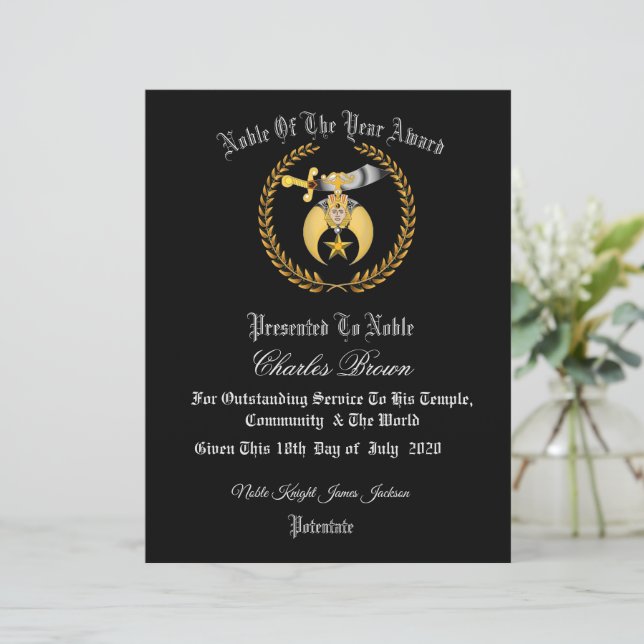 Shriners Certifikat  (Stående Fram)