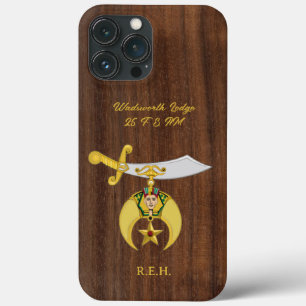 Shriners-symbol med Faux Wood Monogrammed OtterBo