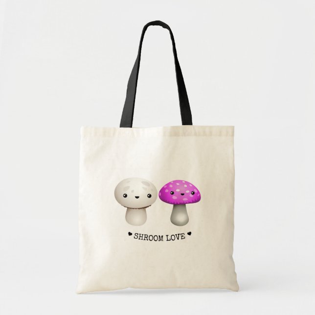 Shroom Kärlek | Kawaii | Tote Bag Tygkasse (Framsidan)