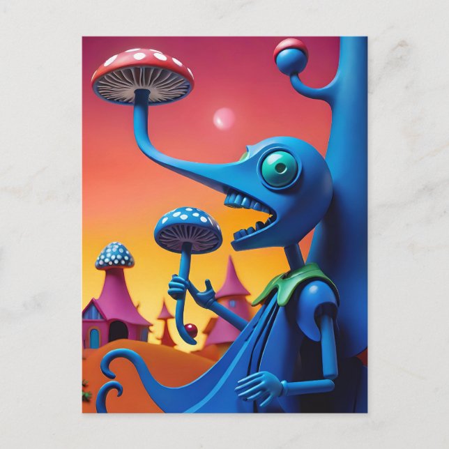 Shroomin 'n' Bloom'n - Ken Gage Surrealistisk Kons Vykort (Framsida)