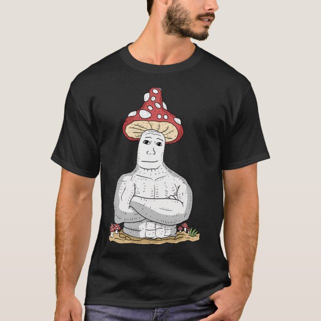 Shroomjack Mushroom Wojak. T Shirt (Framsida)