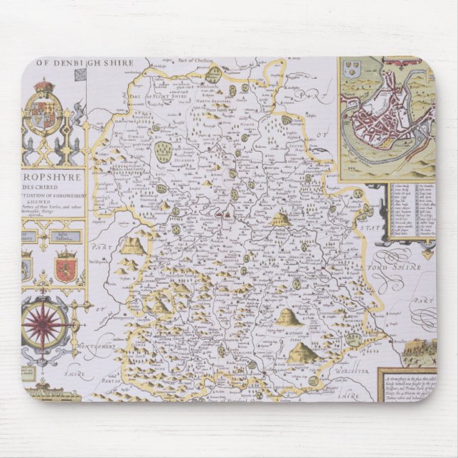 Shropshyre som inristas av Jodocus Hondius Musmatta (Framsidan)