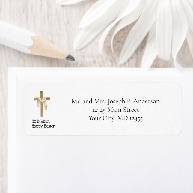 Shroud of Turin Easter Cross Religious Christian Returadress Etikett (Insitu)