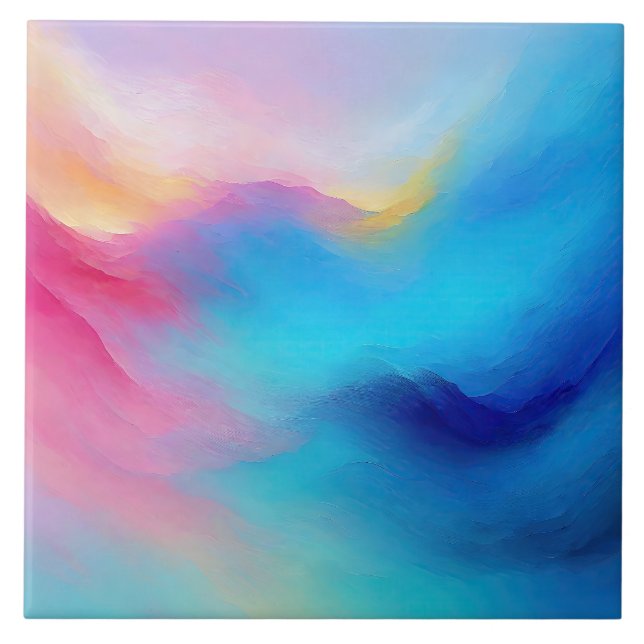 "Shroudglen" Rosa och Sjölandskapet Blue Ligcape. Kakelplatta (Framsidan)