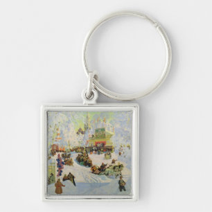 Shrove-Tide 1919 Fyrkantig Silverfärgad Nyckelring