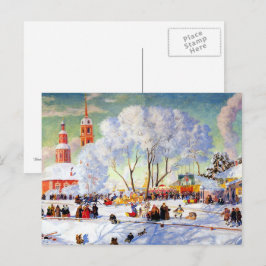 "Shrovetide" av Boris Kustodiev,vykort för konst Vykort