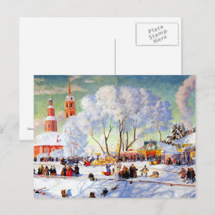 "Shrovetide" av Boris Kustodiev,vykort för konst Vykort