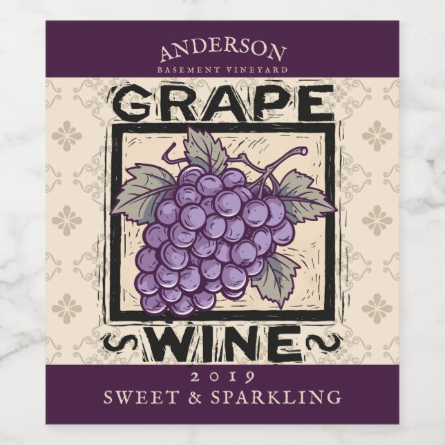 Shrub med röd tråd från vin vinflaska etikett (Singel etikett)