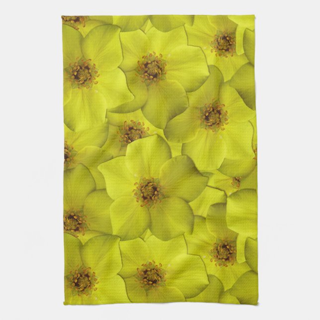 Shrubby Cinquefoil Seamless Mönster Kökshandduk (Vertikal)