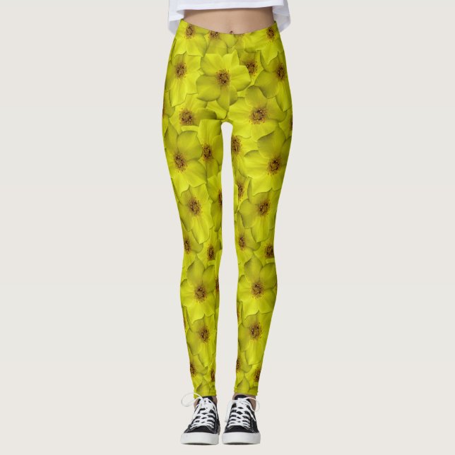 Shrubby Cinquefoil Seamless Mönster Leggings (Framsida)