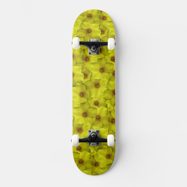 Shrubby Cinquefoil Seamless Mönster Mini Skateboard Bräda 18,5 Cm (Framsida)