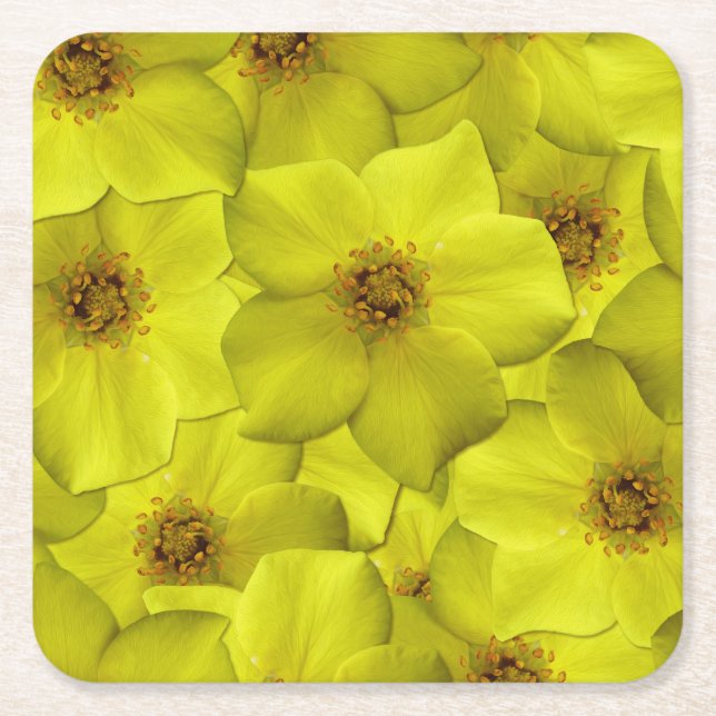 Shrubby Cinquefoil Seamless Mönster Underlägg Papper Kvadrat (Framsidan)