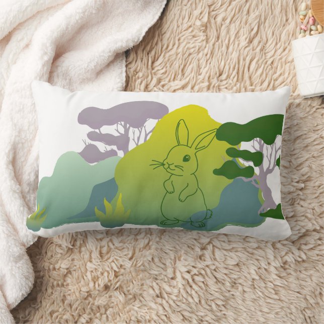 Shruber och kaninsilhuett lumbarkudde (Filt)