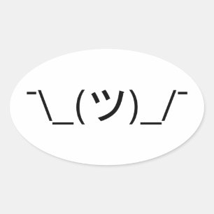 Shrug Emoticon ¯\_(ツ)_/ japanska Kaomoji Ovalt Klistermärke