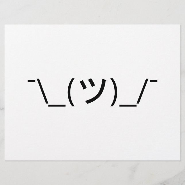 Shrug Emoticon ¯\_(ツ)_/ japanska Kaomoji Reklamblad (Framsidan)