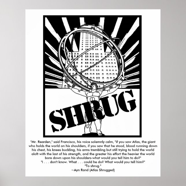 SHRUG Poster inspirerad av Novel Atlas Shruggad (Framsidan)