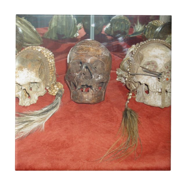 Shrunken Head Voodoo Visning Image Kakelplatta (Framsidan)