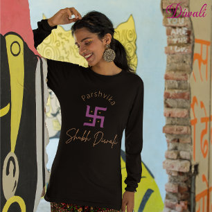 Shubh Diwali-anpassadet Indisk etnisk design T Shirt
