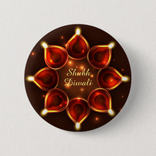 Shubh Diwali Diyas Gnistra Ljus Knapp