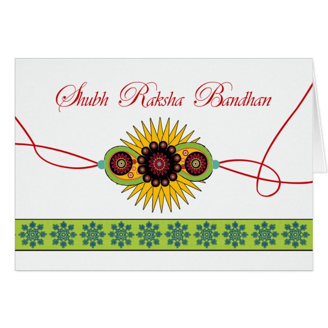 Shubh Raksha Bandhan, Rakhi Wristband Festival Hälsningskort (Framsidan Horizontal)
