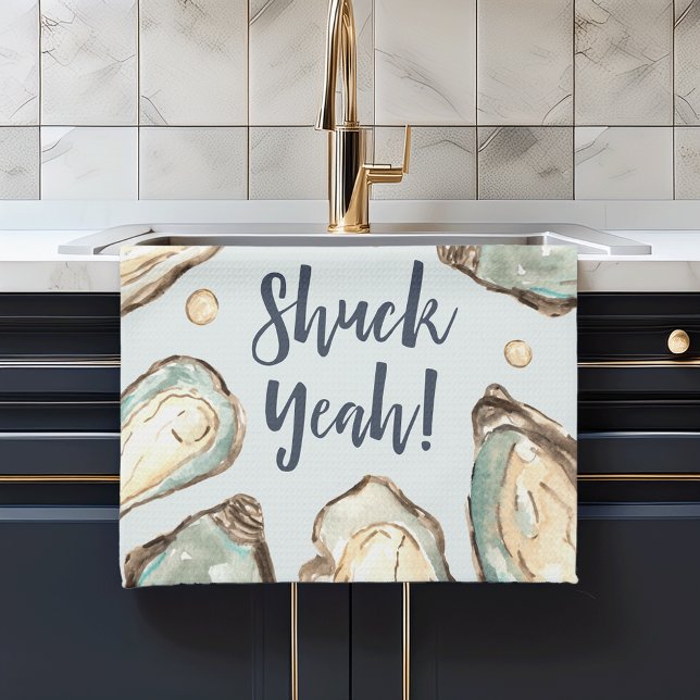 Shuck Ja | Vattenfärgad Pearl Oyster Kökshandduk (Skapare uppladdad)