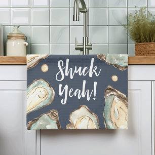 Shuck Ja Vattenfärgad Pearl Oyster Kökshandduk