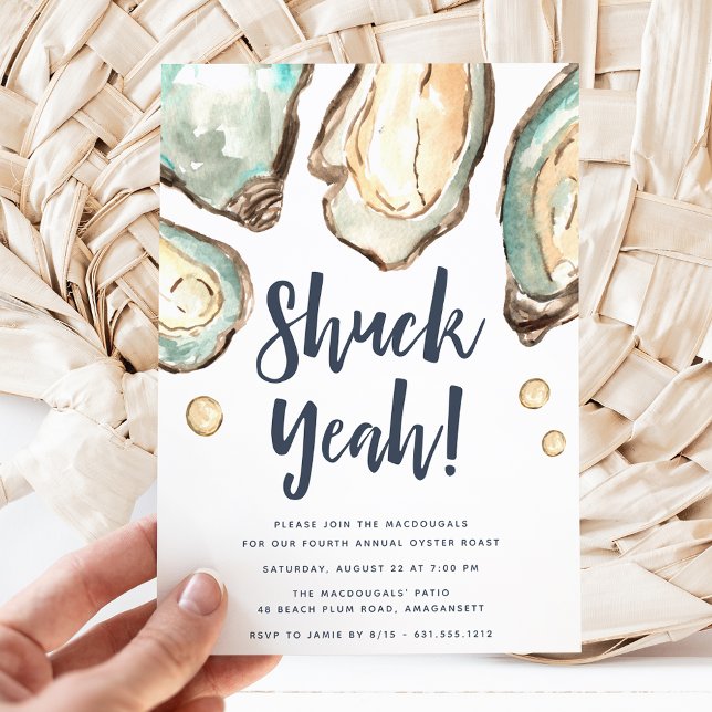 Shuck Ja | Watercolor Pearl Oyster Party Inbjudningar (Skapare uppladdad)
