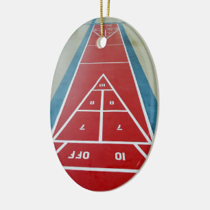 Shuffleboard ombord julgransprydnad keramik