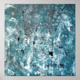 "Shuffling" Teal och Grått Abstrakt Art Poster