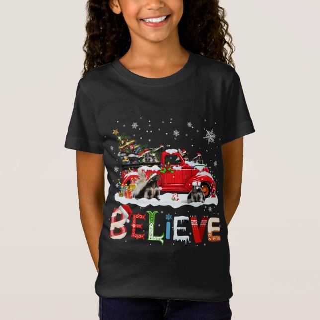 Shunk Riding Red Lastbil Julgran Tro Sant T Shirt (Framsida)