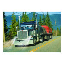 Shuswap Cargo Freight Lastbil Highway Driving Art