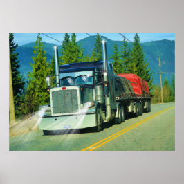 Shuswap Cargo Freight Lastbil Highway Driving Art Poster