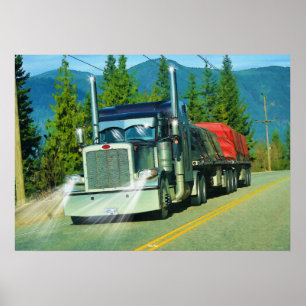 Shuswap Cargo Freight Lastbil Highway Driving Art Poster