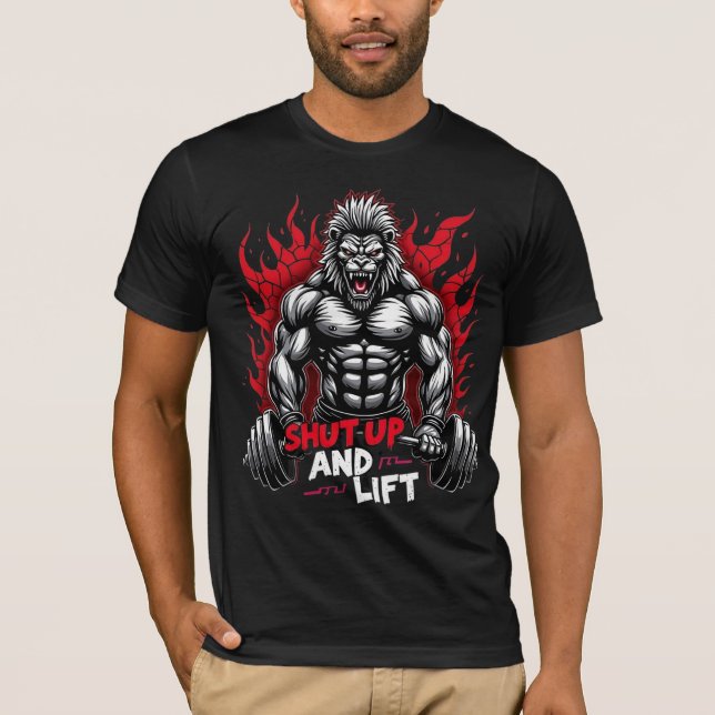 Shut Up and Lift – Beast Hybrid Gym Tee (Framsida)