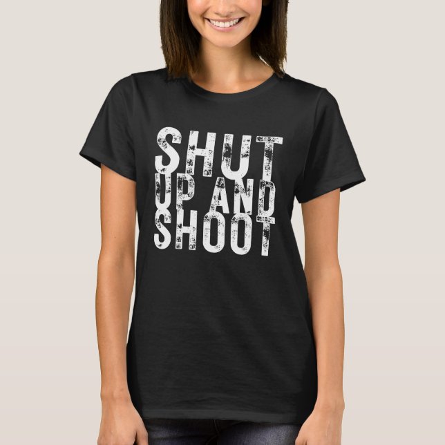 Shut Up and Shoot Billiard 8 Ball Pool Player  Hun T Shirt (Framsida)