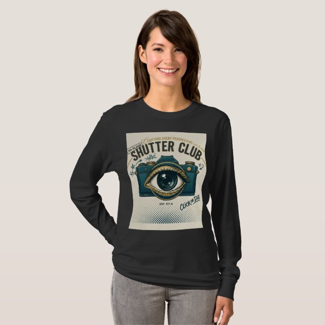 Shutter Club Kamera Långärmad T-Shirt (Hel framsida)