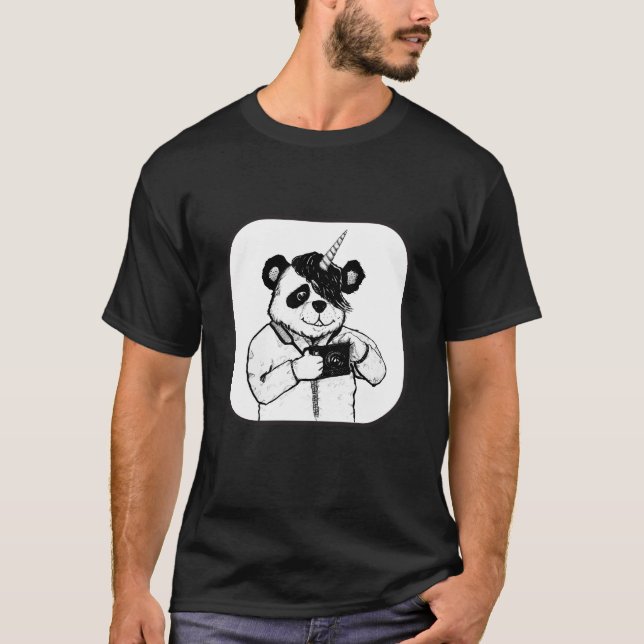 Shutterbug Pandacorn with a camera T Shirt (Framsida)