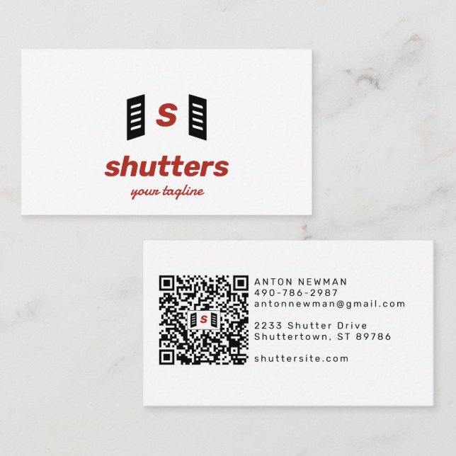 Shutters Monogram Logotyp Hem Design & Konstruktio Visitkort (Fram/baksida)