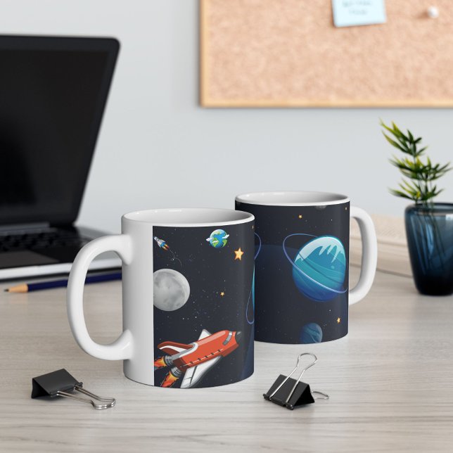 Shuttle Cute rymden Kaffemugg (Outer Space Galaxy White 11oz Coffee Mug)
