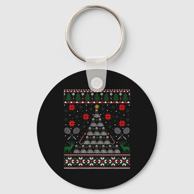 Shuttle Graphic Badminton Player Gift Ugly Christm Nyckelring (Framsida)